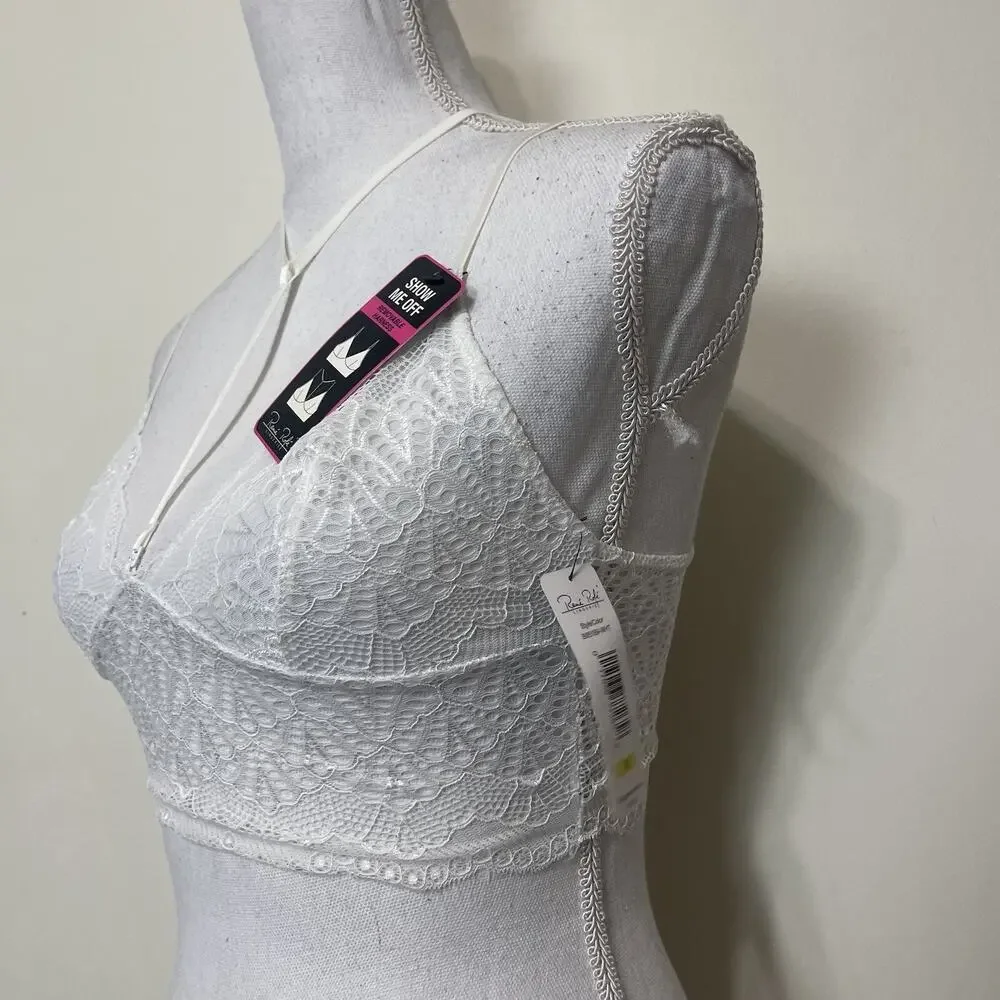 Long Line Lace Choker Sexy Bra Lingerie Lace Bralette 2 Pack Small‎ Pink & White